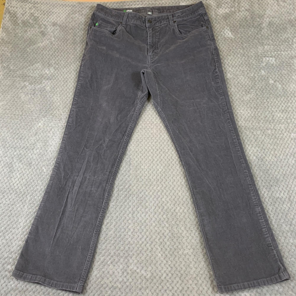 Stio Rivet Corduroy Pants Mens 36R Gray Organic Cotton Stretch Straight Leg